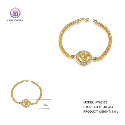 Wholesale Silver Gold Plated Cubic Zircon & Enamel Egyptian Medusa Bracelet​ for Women