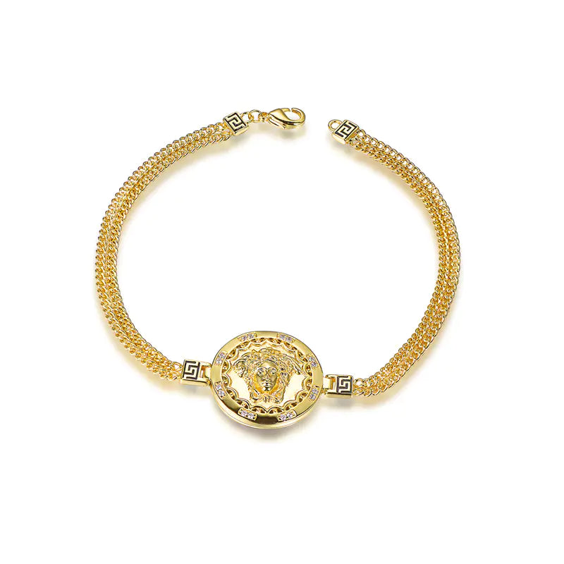 Wholesale Silver Gold Plated Cubic Zircon & Enamel Icon Medusa Bracelet​