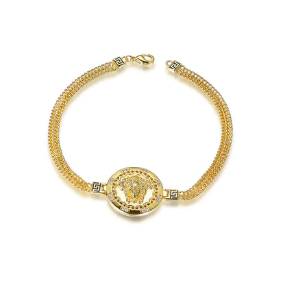 Wholesale Silver Gold Plated Cubic Zircon & Enamel Icon Medusa Bracelet​