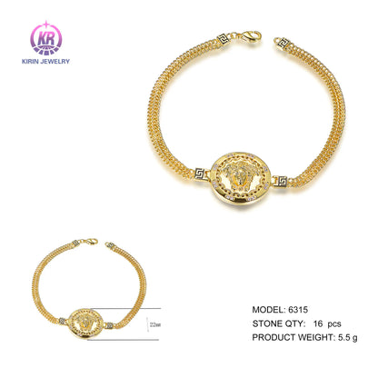 Wholesale Silver Gold Plated Cubic Zircon & Enamel Icon Medusa Bracelet​ for Women