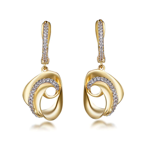 Wholesale Silver Gold Plated Cubic Zircon Geometric Circle Twisted Dangle Earrings