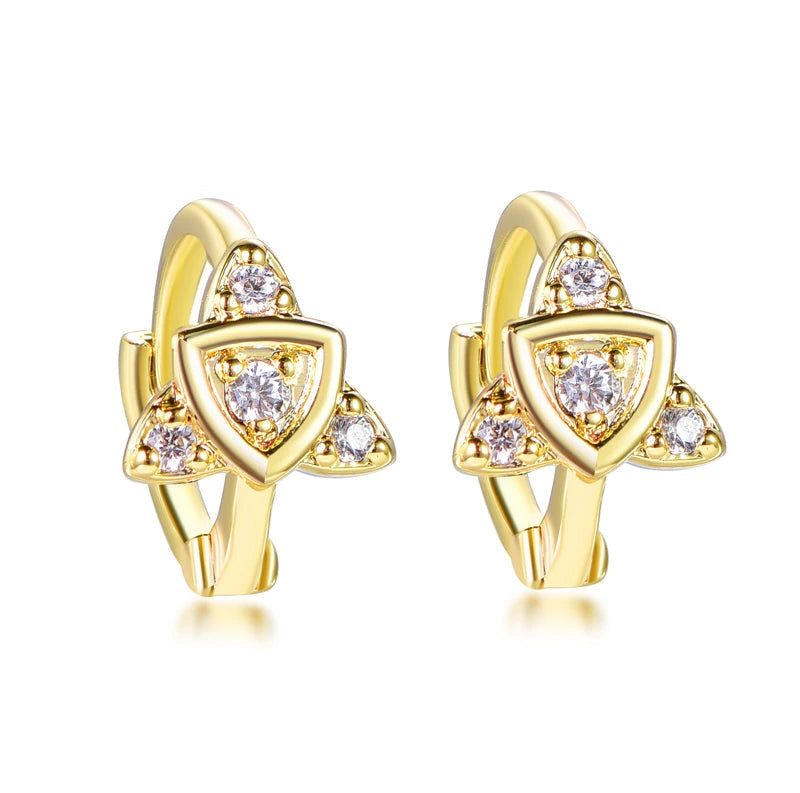 Wholesale Silver Gold Plated Cubic Zircon Geometric Unique Hoop Earrings