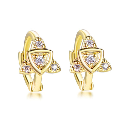 Wholesale Silver Gold Plated Cubic Zircon Geometric Unique Hoop Earrings