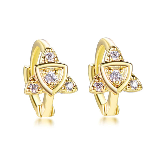 Wholesale Silver Gold Plated Cubic Zircon Geometric Unique Hoop Earrings