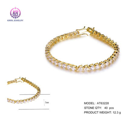 Wholesale Silver Gold Plated Cubic Zircon Heart Shaped Tennis Bracelet​ for Women