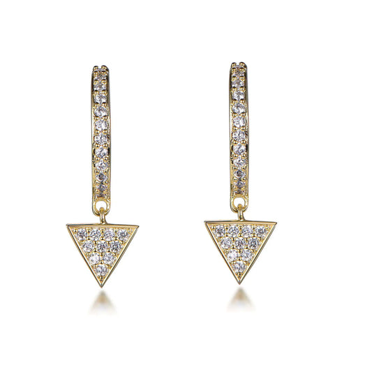Wholesale Silver Gold Plated Cubic Zircon Hoop Triangle Dangle Earrings