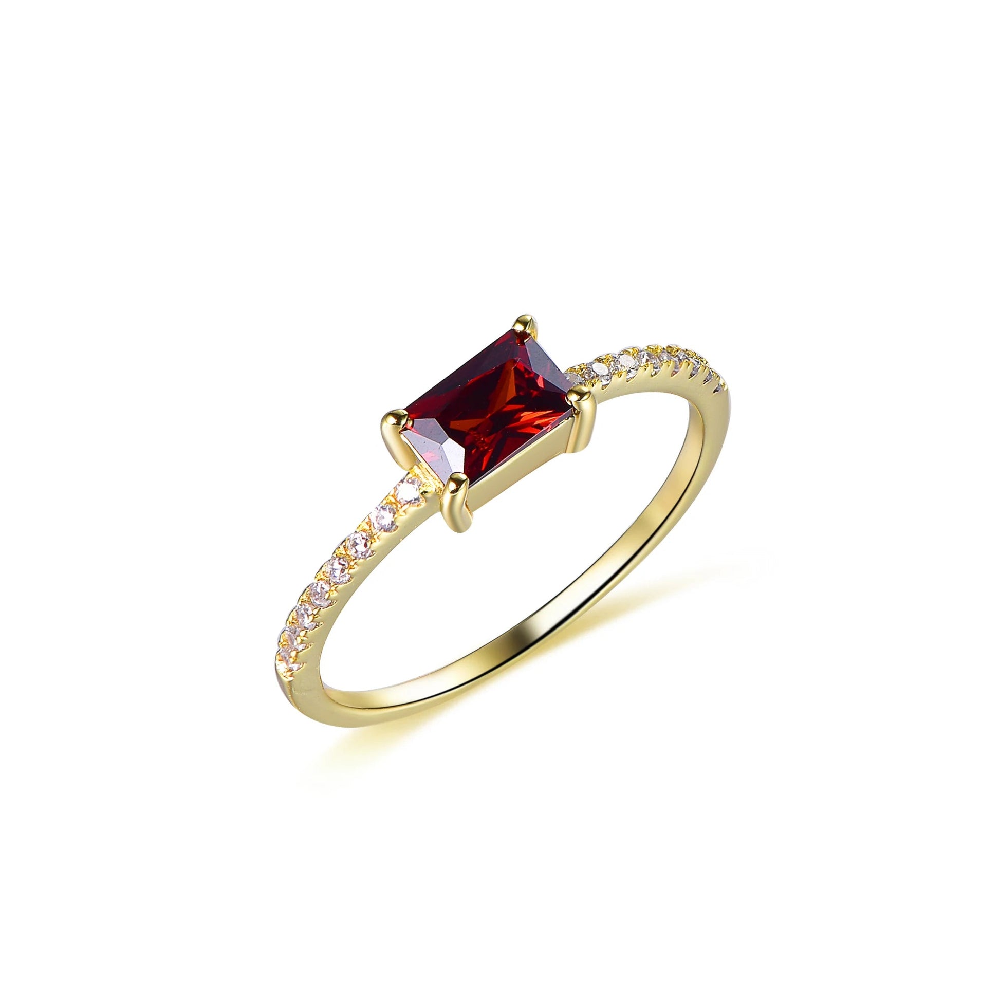 Wholesale Silver Gold Plated Cubic Zircon Lab Created Ruby Solitaire Thin Band Rings