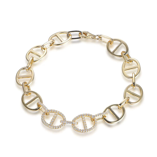 Wholesale Silver Gold Plated Cubic Zircon Lite Anchor Chain Bracelet​