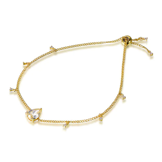 Wholesale Silver Gold Plated Cubic Zircon Minimalist Chain Charm Bracelet