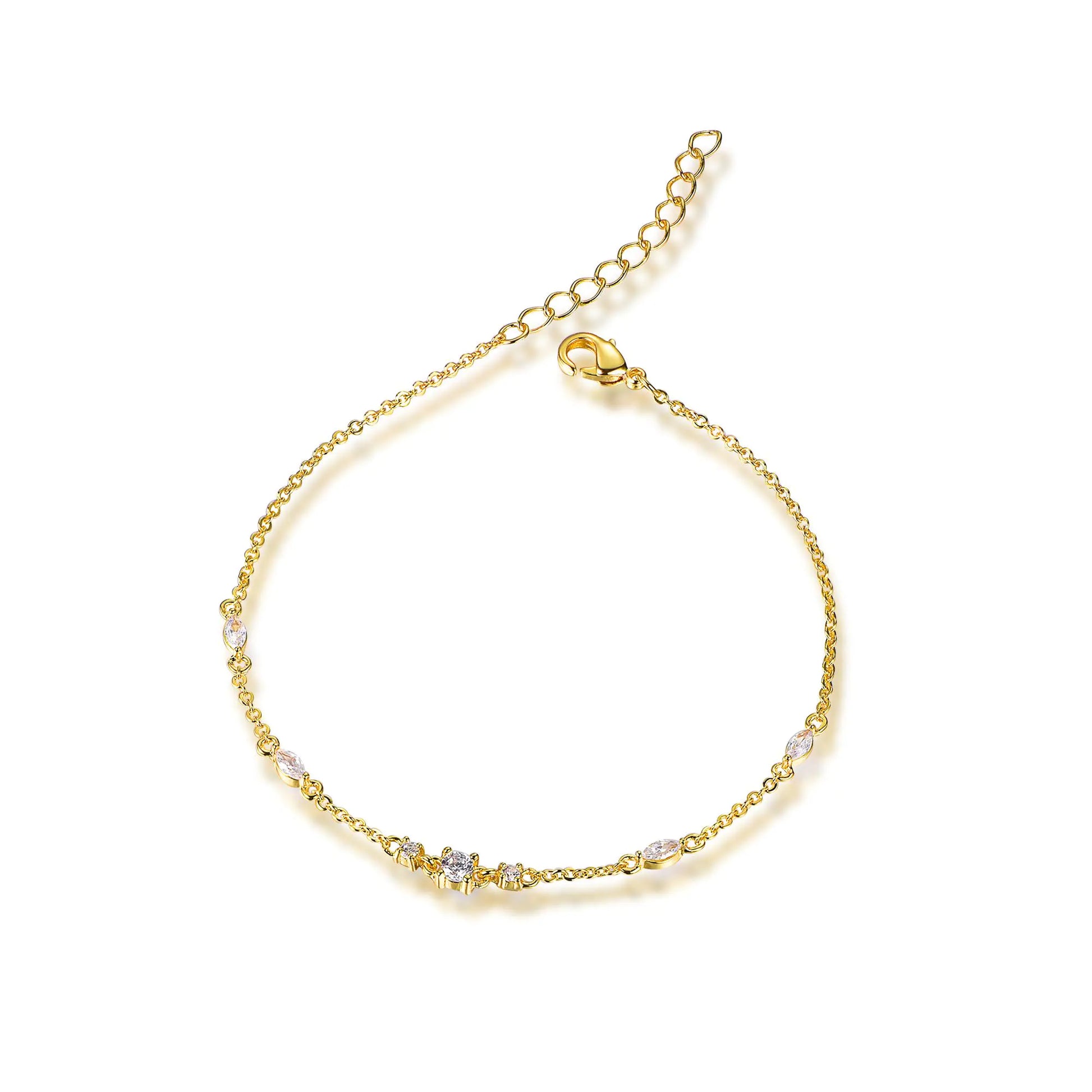 Wholesale Silver Gold Plated Cubic Zircon Minimalist Thin Chain Bracelet