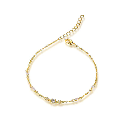 Wholesale Silver Gold Plated Cubic Zircon Minimalist Thin Chain Bracelet