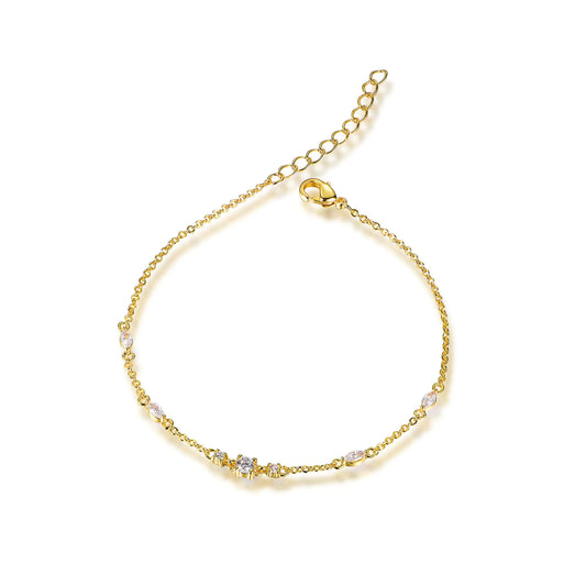 Wholesale Silver Gold Plated Cubic Zircon Minimalist Thin Chain Bracelet