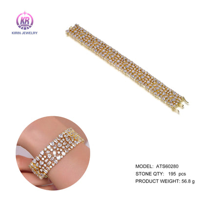Wholesale Silver Gold Plated Cubic Zircon Mixed Cut Multi Layer Bracelet​ for Women