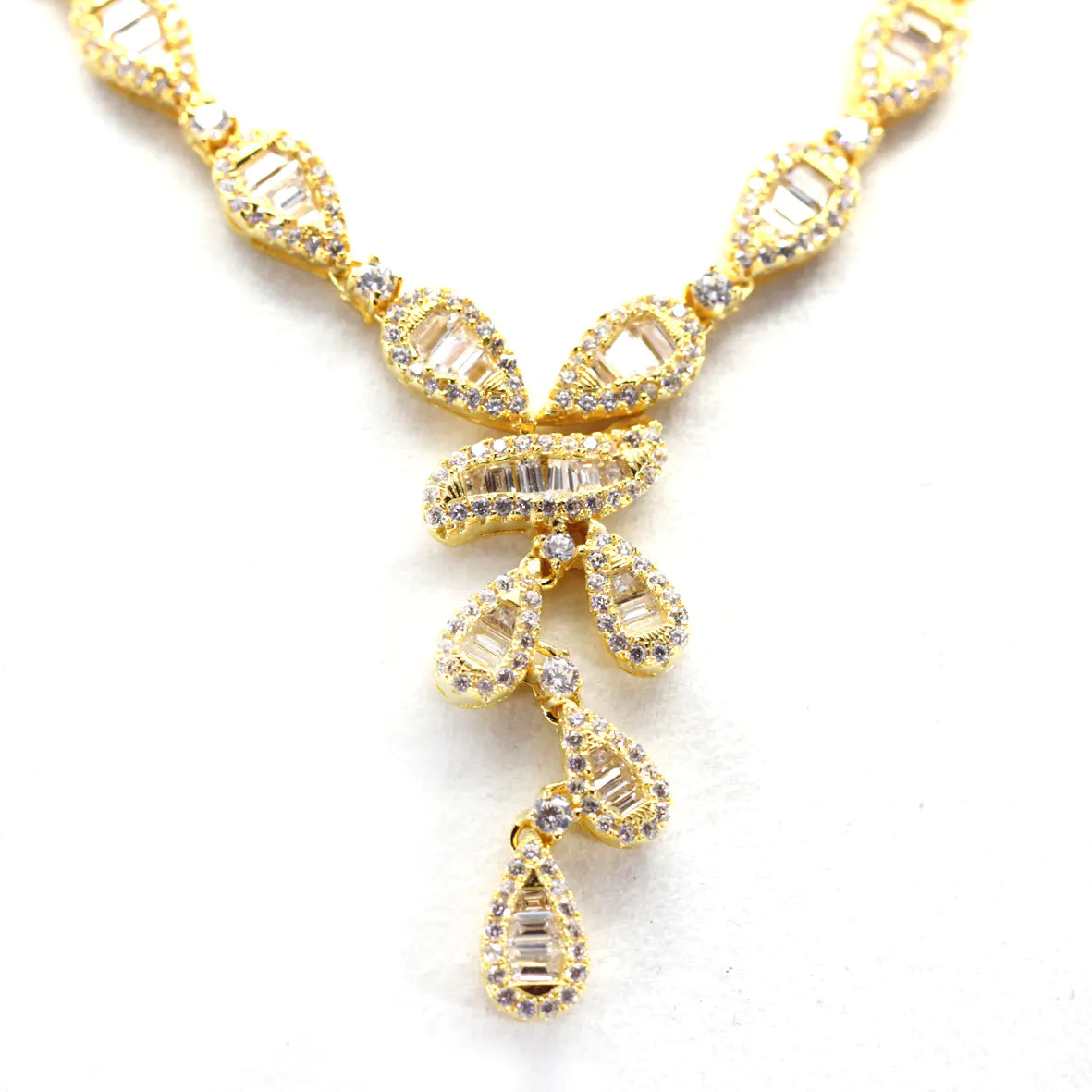 Wholesale Silver Gold Plated Cubic Zircon Necklace Bridal Gold Jewelry Sets