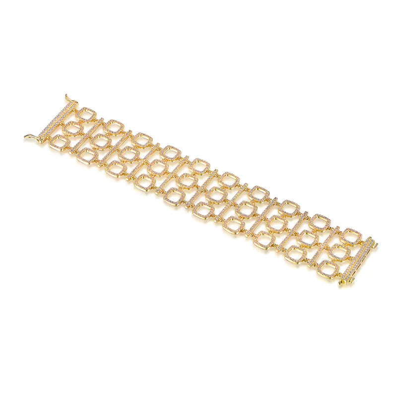 Wholesale Silver Gold Plated Cubic Zircon Net Design Personalization Bracelet