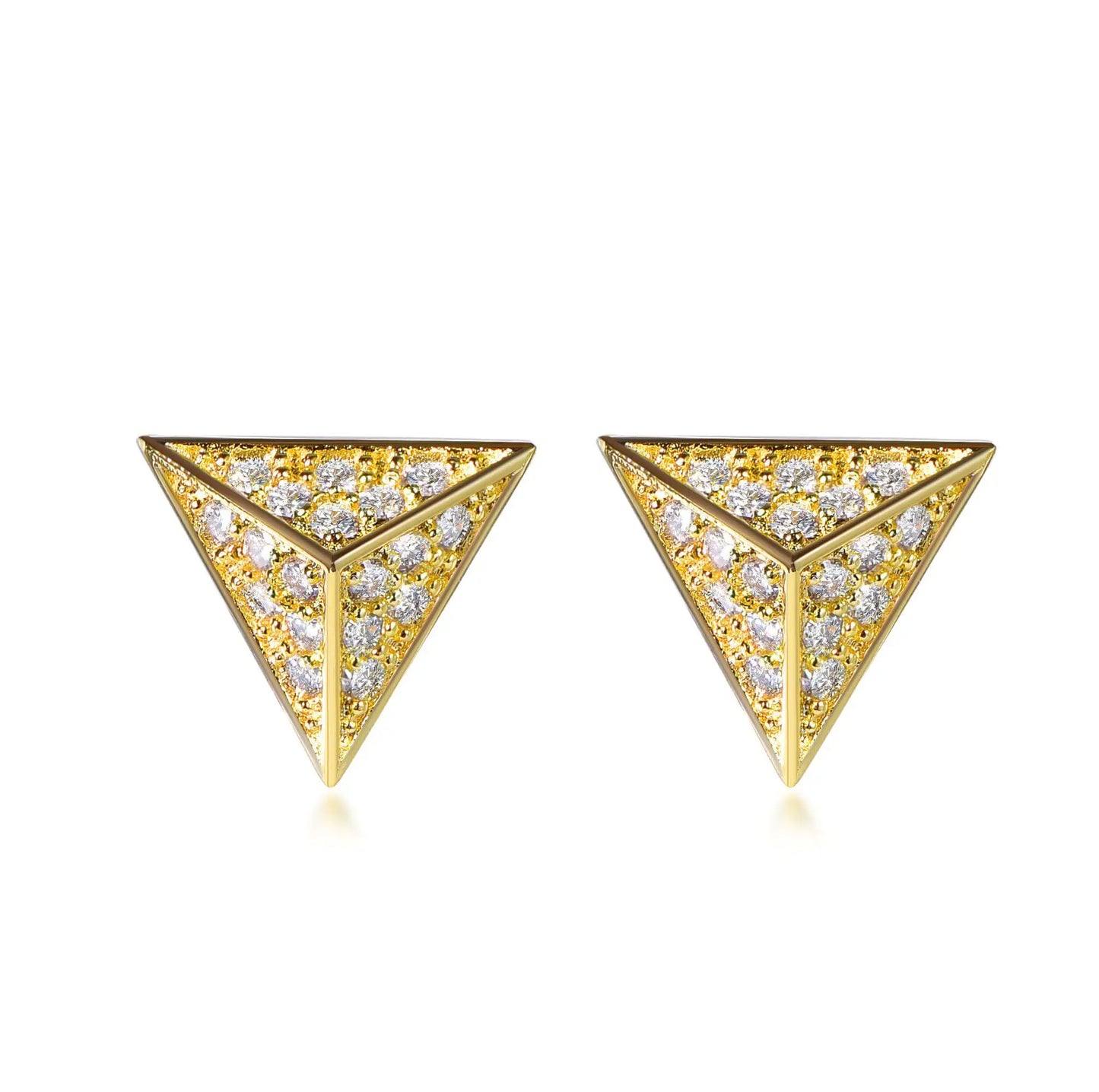 Wholesale Silver Gold Plated Cubic Zircon Personalized Prism Stud Earrings