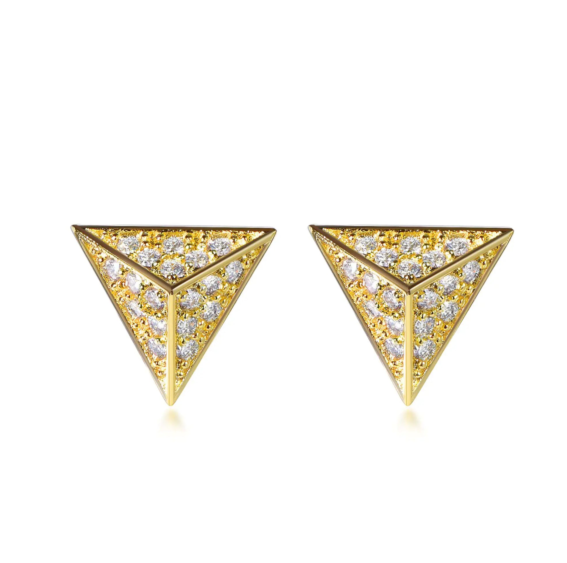 Wholesale Silver Gold Plated Cubic Zircon Personalized Prism Stud Earrings