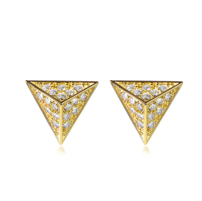 Wholesale Silver Gold Plated Cubic Zircon Personalized Prism Stud Earrings