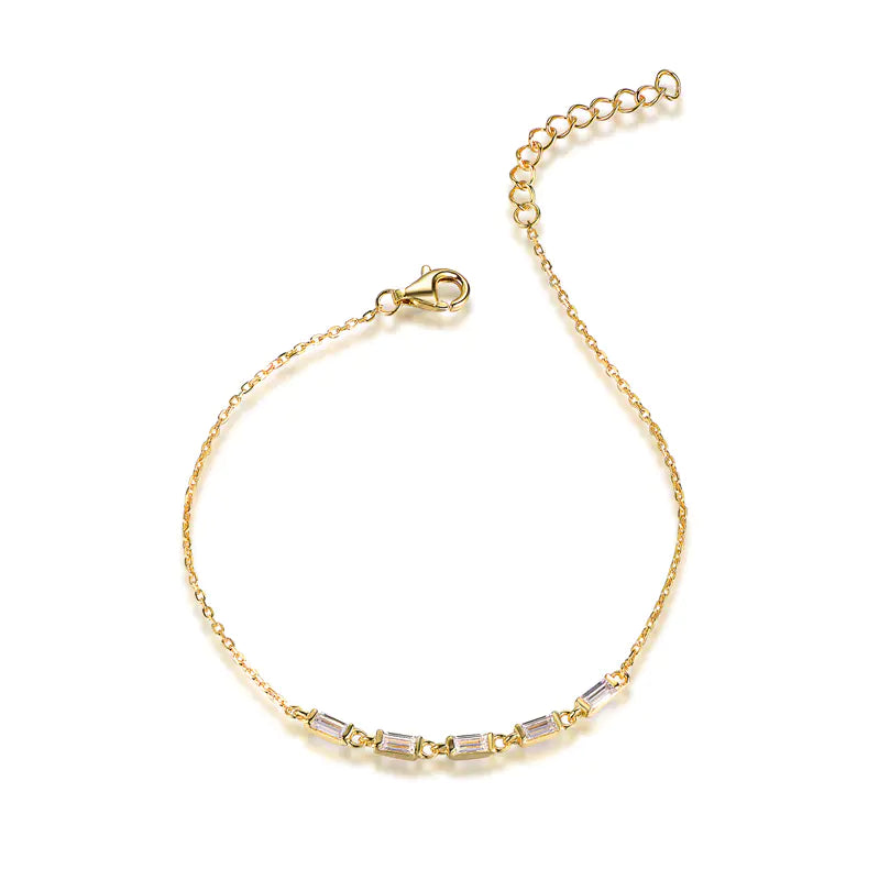 Wholesale Silver Gold Plated Cubic Zircon Personalized Rectangle Link Bracelet