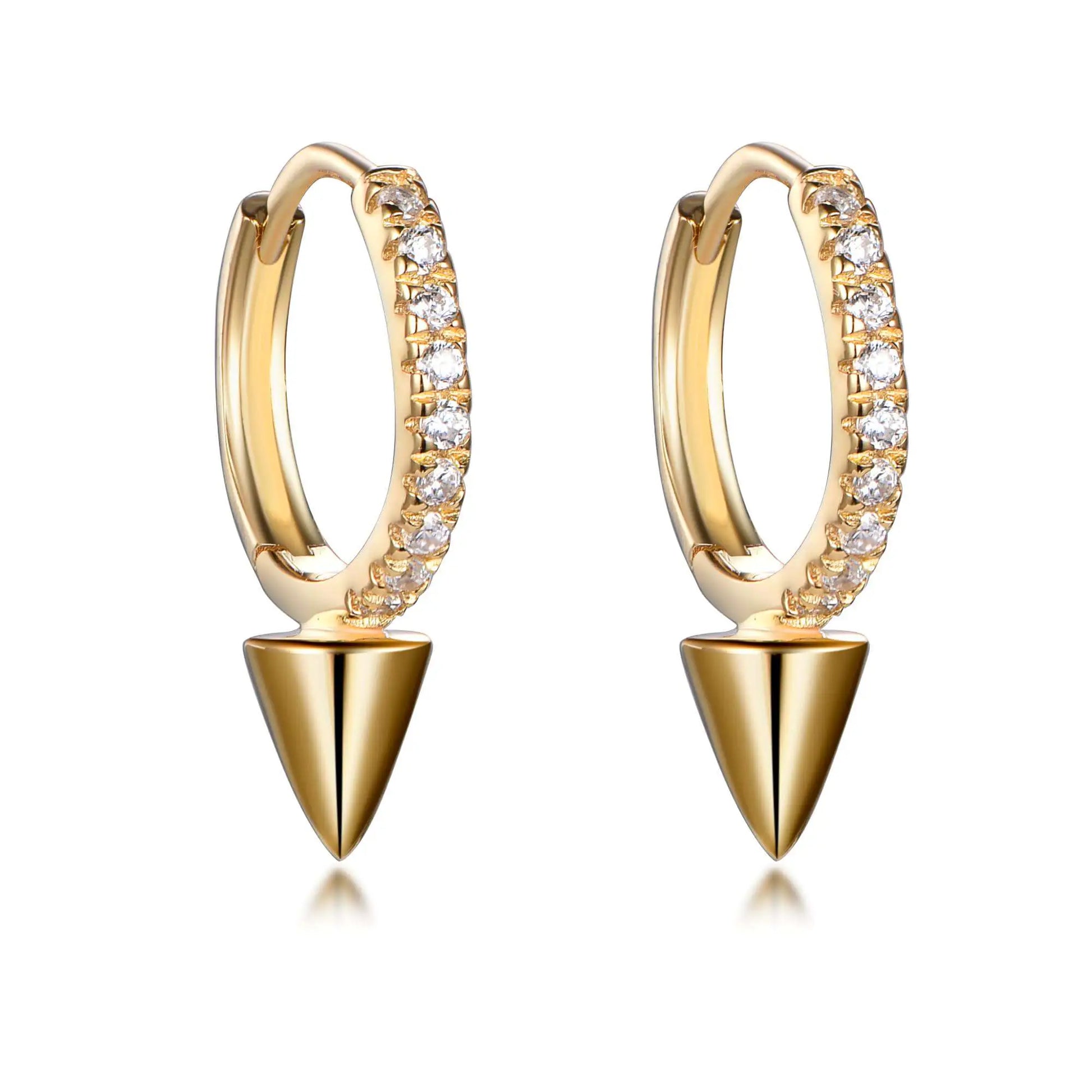 Wholesale Silver Gold Plated Cubic Zircon Punk Spike Rivet Small Hoops Earrings