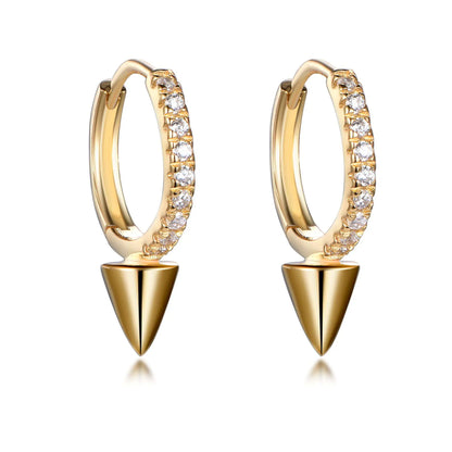 Wholesale Silver Gold Plated Cubic Zircon Punk Spike Rivet Small Hoops Earrings