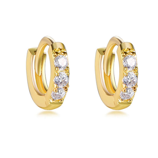 Wholesale Silver Gold Plated Cubic Zircon Round Small Hoop Huggie Earrings​