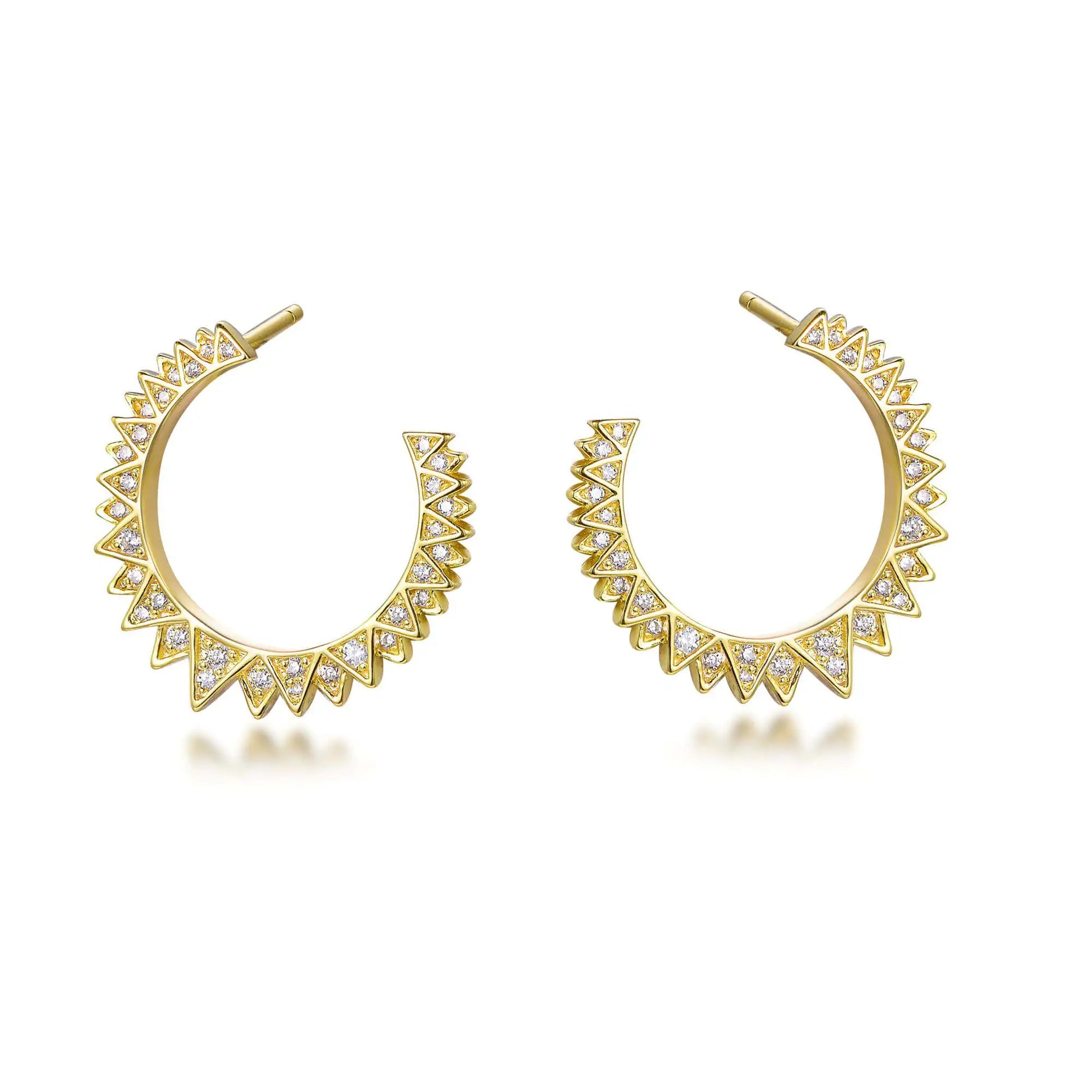 Wholesale Silver Gold Plated Cubic Zircon Simple Hoop Sun Stud Earrings