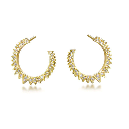 Wholesale Silver Gold Plated Cubic Zircon Simple Hoop Sun Stud Earrings