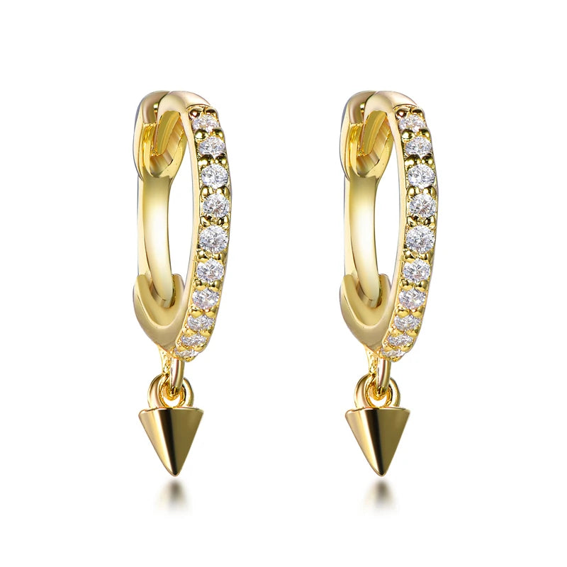 Wholesale Silver Gold Plated Cubic Zircon Small Huggie Spike Hoop Earrings