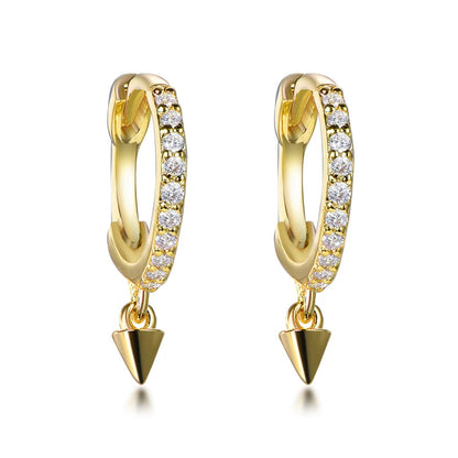 Wholesale Silver Gold Plated Cubic Zircon Small Huggie Spike Hoop Earrings