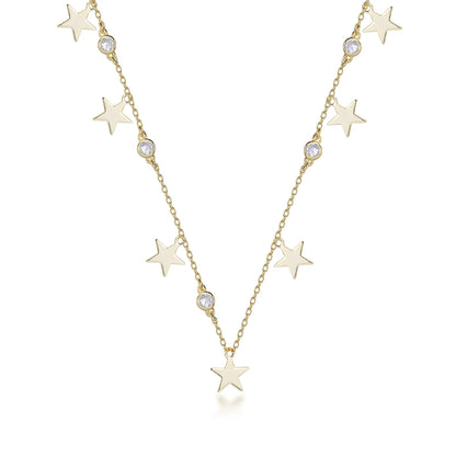 Wholesale Silver Gold Plated Cubic Zircon Star Chain Necklace
