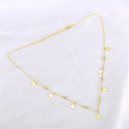 Wholesale Silver Gold Plated Cubic Zircon Star Chain Necklace