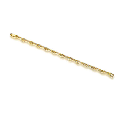 Wholesale Silver Gold Plated Cubic Zircon Unique Chain Curved Bracelet