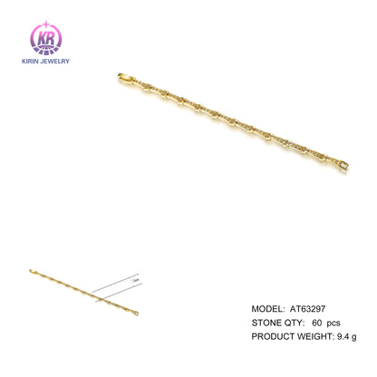 Wholesale Silver Gold Plated Cubic Zircon Unique Chain Curved Bracelet for Women