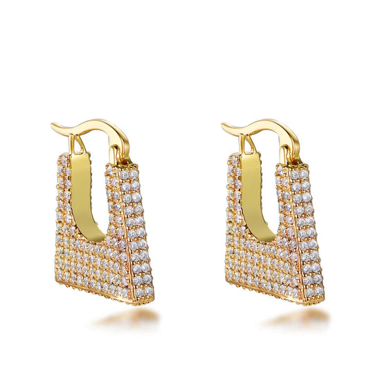 Wholesale Silver Gold Plated Cubic Zircon Unique Design Geometric Hoop Earrings