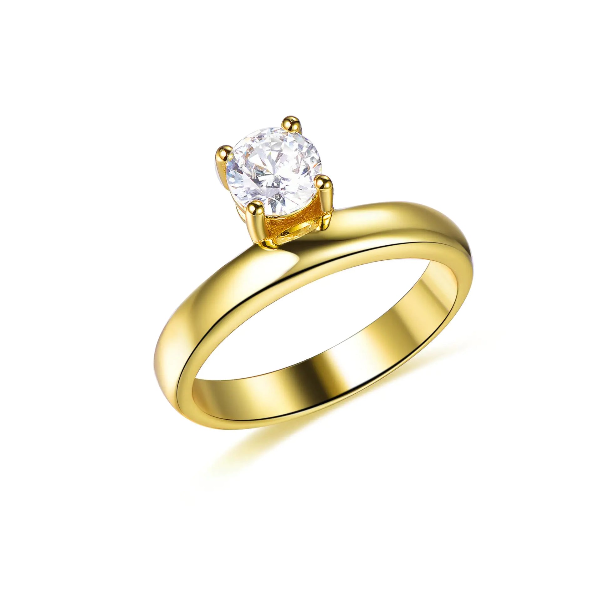 Wholesale Silver Gold Plated Cubic Ziron Asymmetrical Round Solitaire Ring