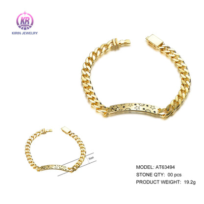 Wholesale Silver Gold Plated Enamel Curb Link Star And Smile Personalized Bar Bracelet​ for Women