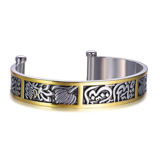 Wholesale Silver Gold Plated Enamel Relief Engraving Cuff Vintage Bangle Bracelets