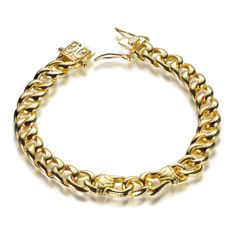Wholesale Silver Gold Plated Enamel Thick Miami Cuban Link Bracelet