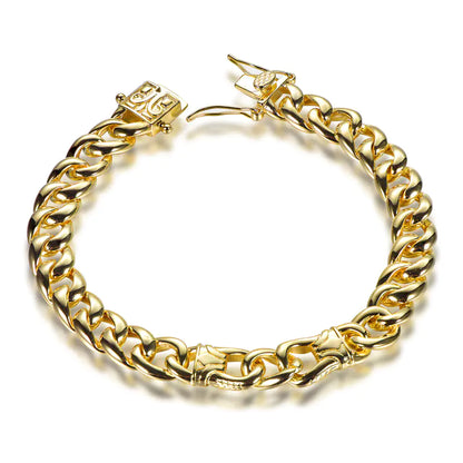 Wholesale Silver Gold Plated Enamel Thick Miami Cuban Link Bracelet