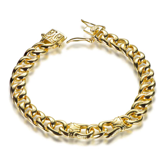 Wholesale Silver Gold Plated Enamel Thick Miami Cuban Link Bracelet