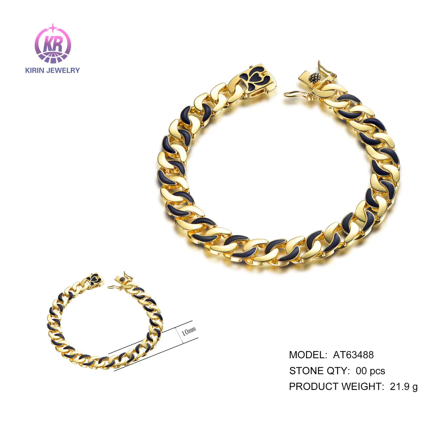 Wholesale Silver Gold Plated Enamel Two Tone Cuban Link Chain Bracelet​ for Women