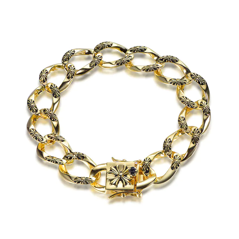 Wholesale Silver Gold Plated Enamel Unique Design Cuban Link Bracelet