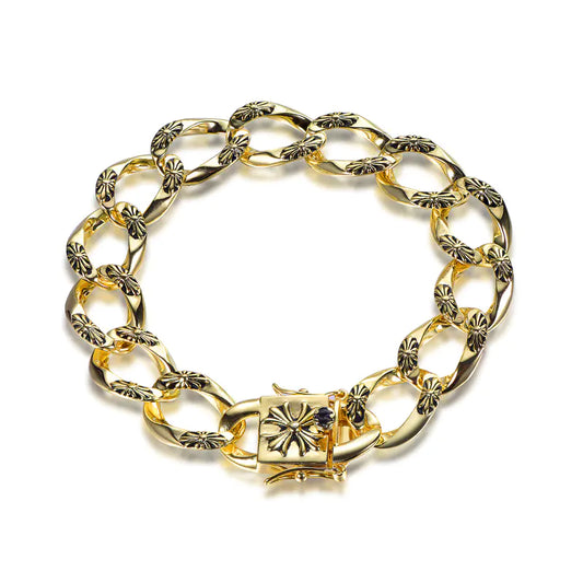 Wholesale Silver Gold Plated Enamel Unique Design Cuban Link Bracelet