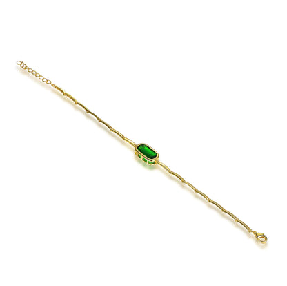 Wholesale Silver Gold Plated Glass Curved Line Lab Created Emerald Bracelet​
