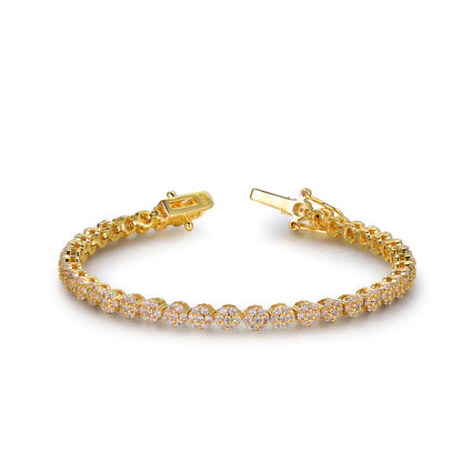 Wholesale Silver Gold Plated Iced Out Clustered Lab Diamond Tennis Bracelet​