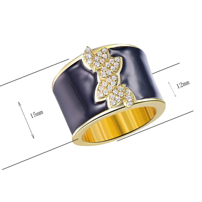 Wholesale Silver Gold Plated Iced Out Leaf Chunky Statement Rings