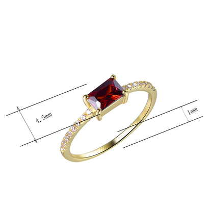 Wholesale Silver Gold Plated Lab Created Ruby Solitaire Thin Band Rings