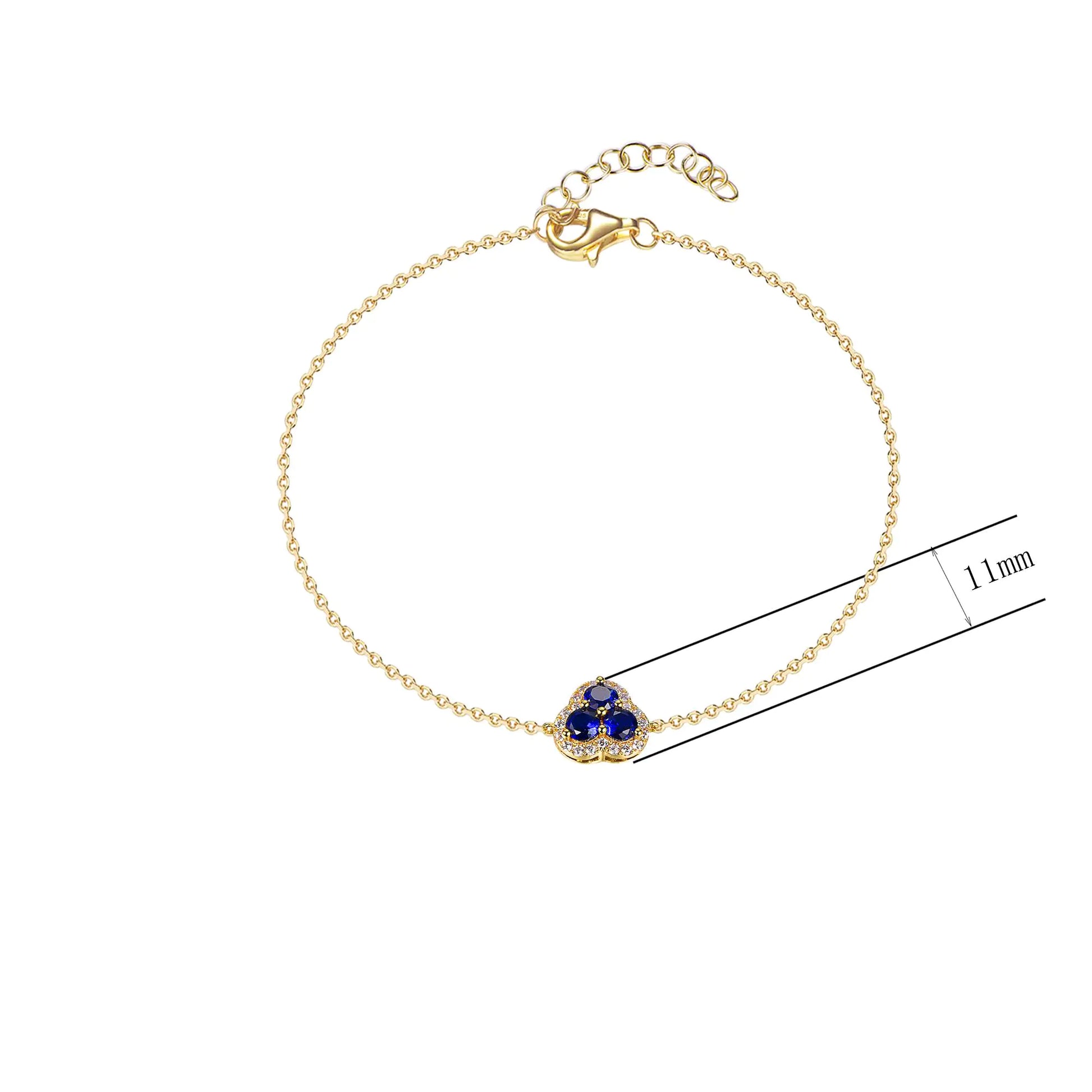 Wholesale Silver Gold Plated Lab Sapphire 3 Stone Bracelet