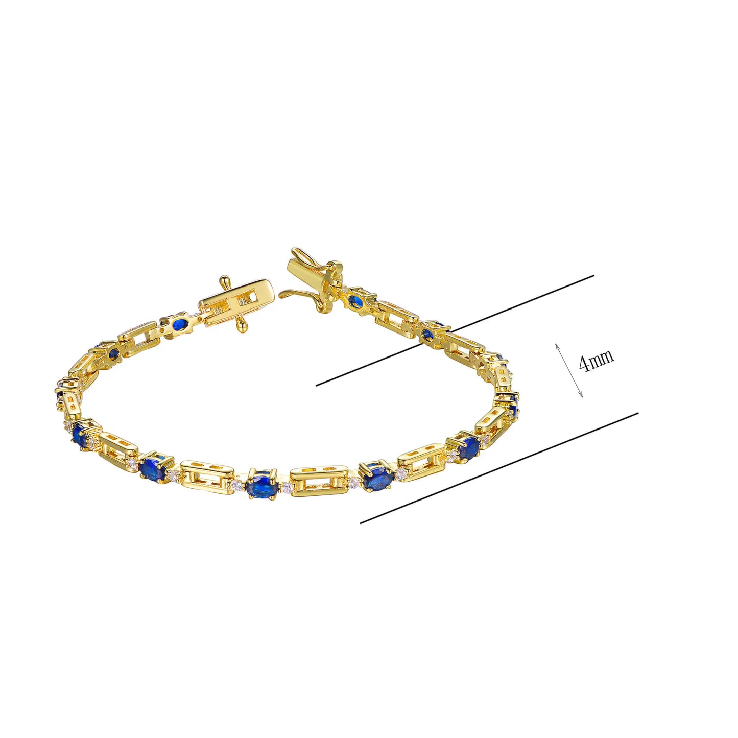Wholesale Silver Gold Plated Lab Sapphire Chain Bracelet